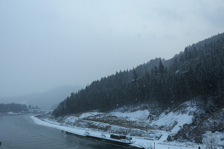 Lake in Ukrainian Carpathian mountains in snowy day, a Nature Photo by AtlasStudio PRO