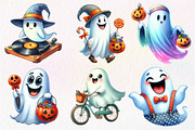 Funny Retro Halloween Ghost Clipart, an Illustration by Dream Creation (Thumbnail 2 of 7)