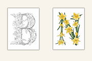 Floral Alphabet Coloring Pages, a Decorative Illustration by Daffodil Dream Studio (Thumbnail 2 of 4)
