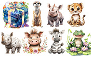 Cute Safari Clipart PNG, an Illustration by SinaCreation (Thumbnail 2 of 4)