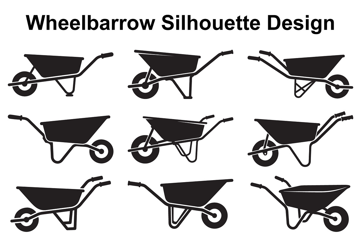 Wheelbarrow Silhouette Collection, an Object Graphic by Creativeshirt (Photo 1 of 3)