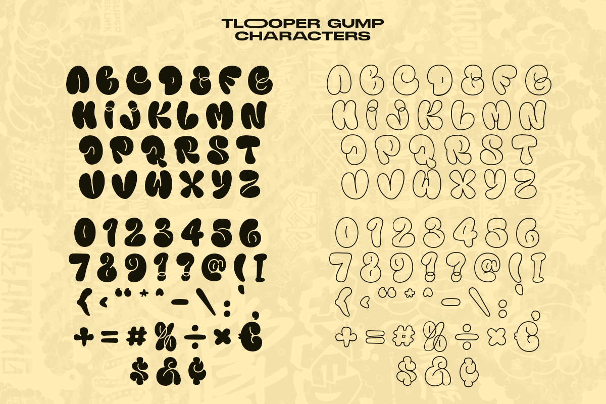Tlooper Gump - Bubble Graffiti Style, a Sans Serif Font by RagamKata (Photo 11 of 12)