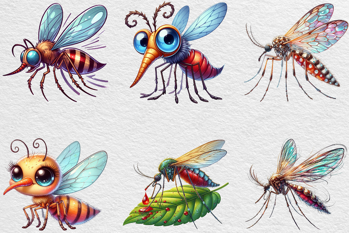 Watercolor Mosquitoes Clipart, an Illustration by Black Bird Studio (Photo 4 of 6)