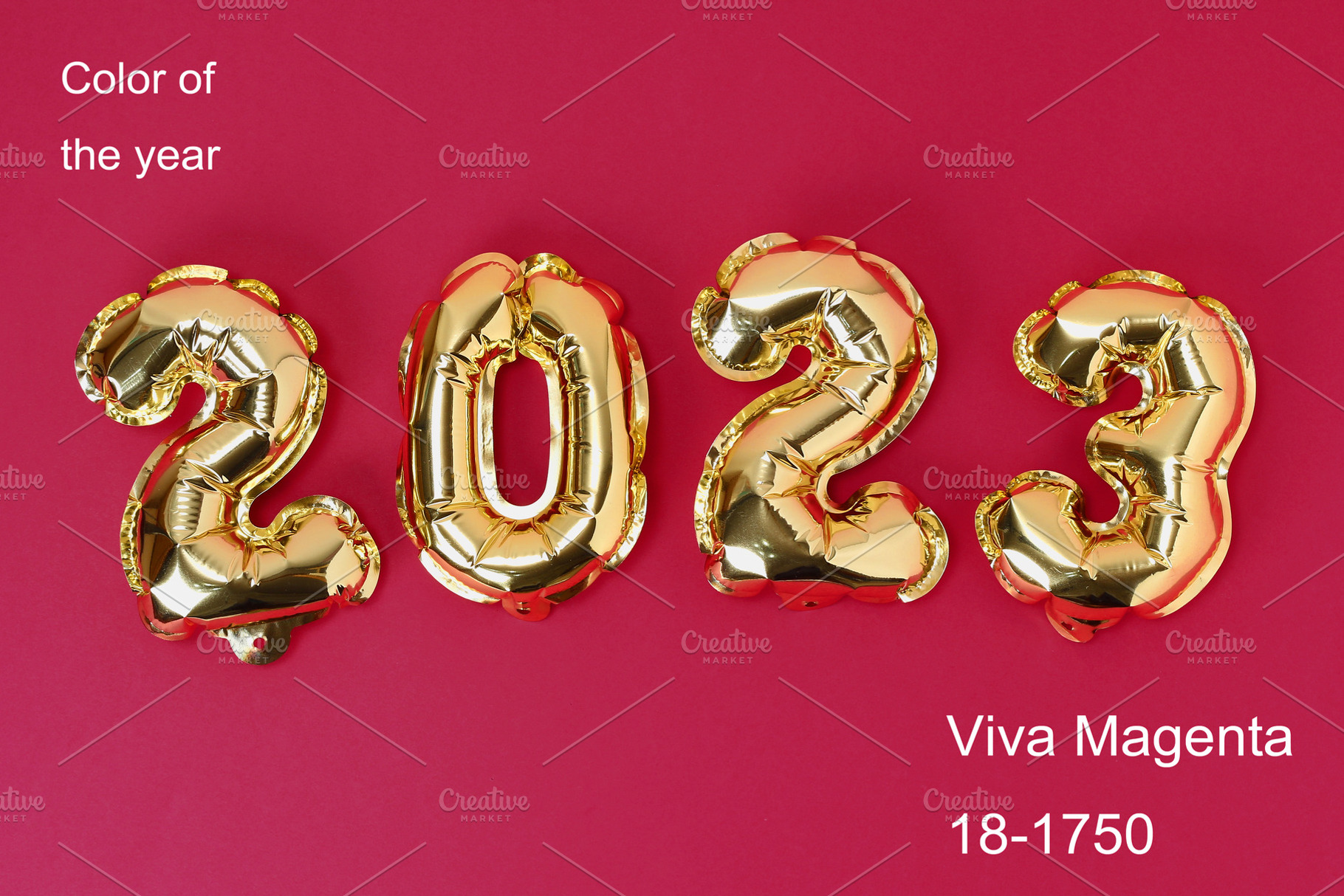 Viva magenta color of the year 2023. New Year 2023. Foil balloons numbers 2023, an Arts & Entertainment Photo by Detriana