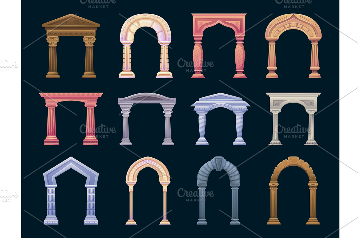 Cartoon ancient arches. Stone, an Object Illustration by Stock-Smart-Start