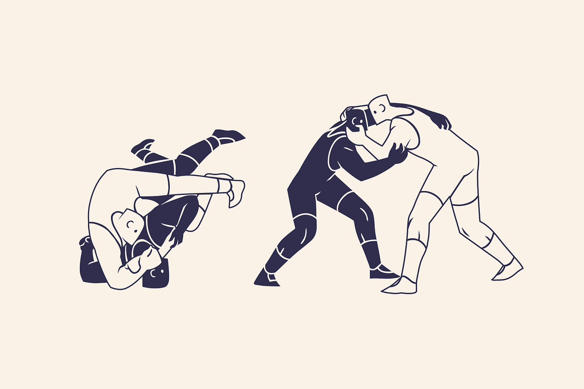 Wrestlers in fight, wrestling set, a Sport Illustration by PaperTrident (Photo 4 of 6)