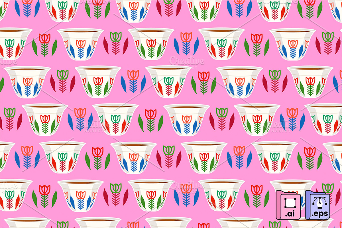 Lebanese Arabic Coffee Cup Pattern, a Pattern Graphic by MISS CHATZ (Photo 1 of 3)