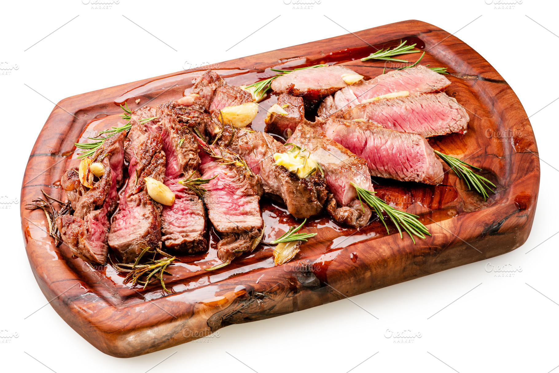 Sliced juicy medium rib eye steak, a Food & Drink Photo by Volff