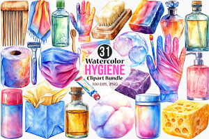 Watercolor Hygiene Clipart Bundle, an Illustration by Canvas Craft