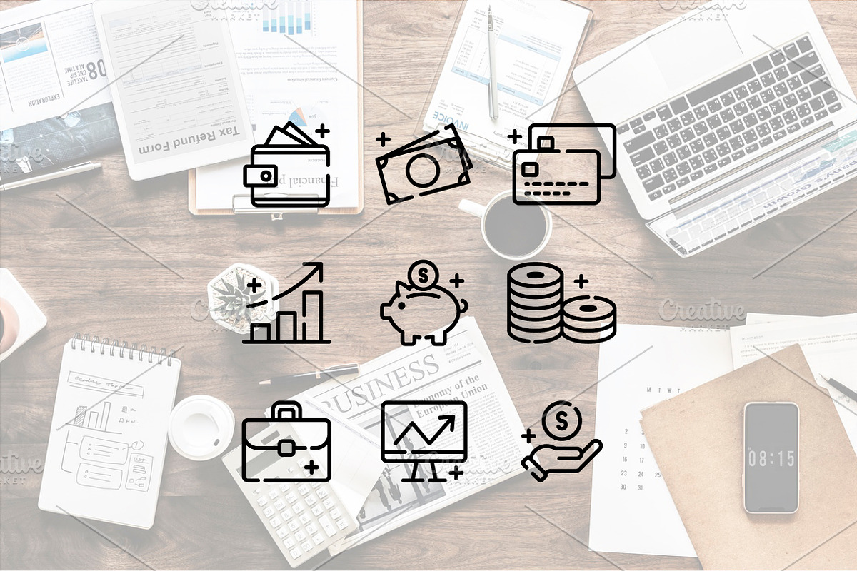 Finance Line Icons, an Outline Icon by Lyolya Profitrolya (Photo 2 of 2)