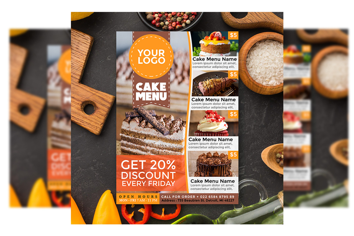 Cake flyer menu template, a Flyer Template by imadeDesign (Photo 1 of 3)