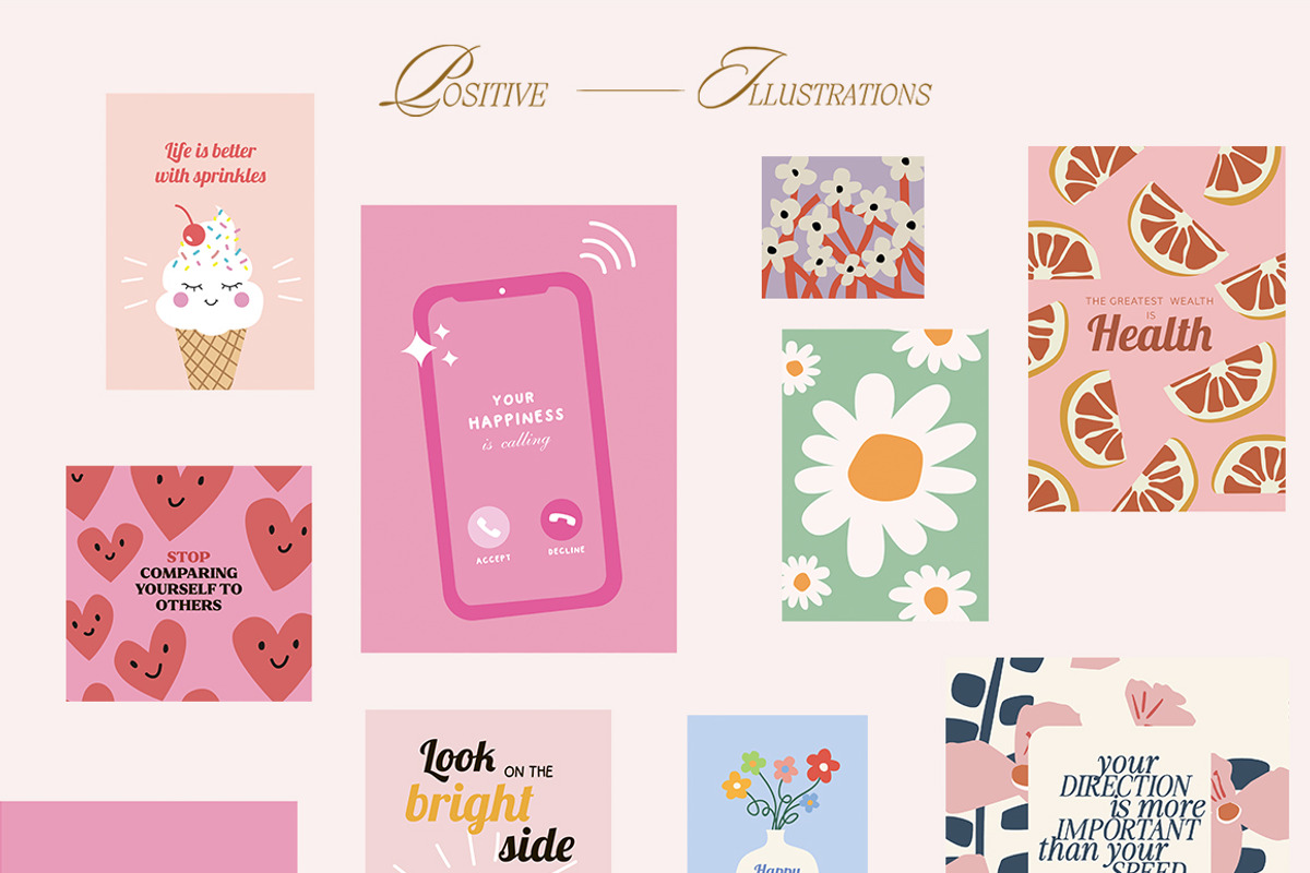 100 Playful Positive Posters, a Wallpaper Graphic by NassyArt