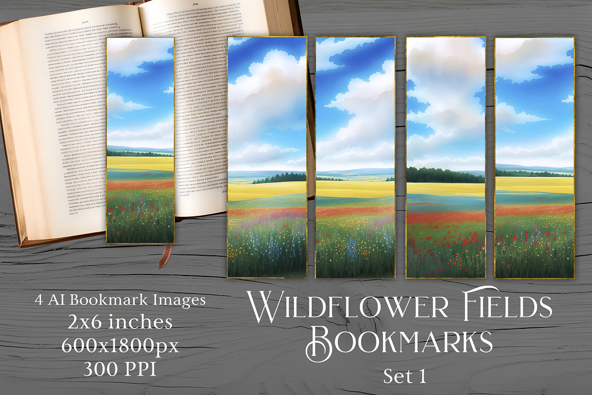 Bookmarks - Wildflower Fields 1, an Object Illustration by Sapphire X Designs