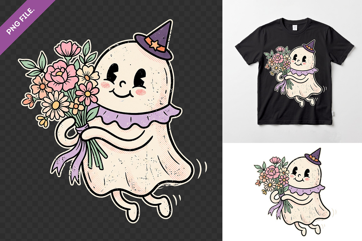 Ghost Holding Flower Clipart PNG, an Object Illustration by zahidhossainalif (Photo 1 of 3)