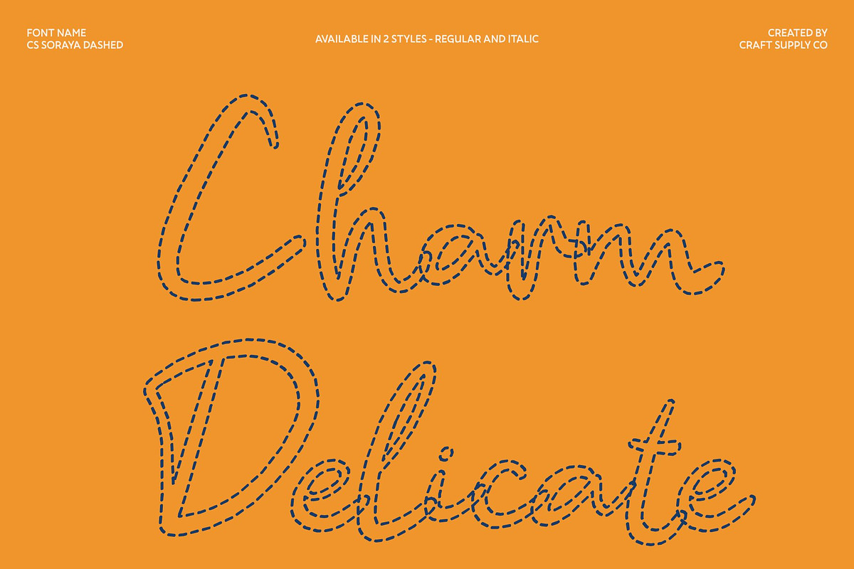 CS Soraya Dashed, a Script Font by Craft Supply Co. (Photo 3 of 8)