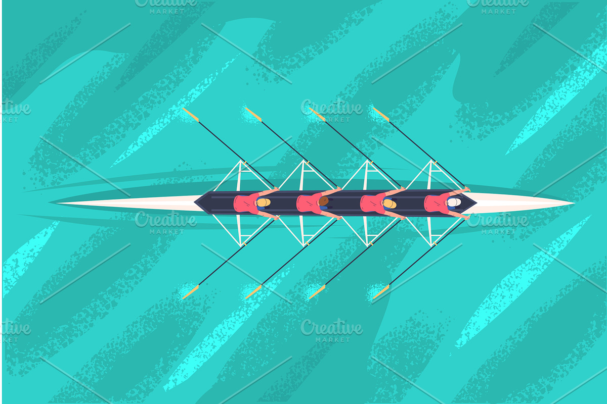Rowing team top view. Rowers, a Sport Illustration by Stock-Smart-Start