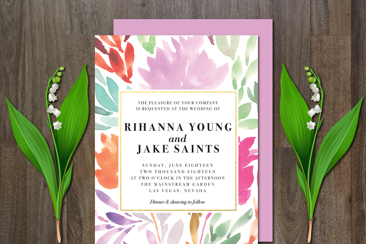 Watercolor Flower Wedding Suite, an Invitation Template by aticnomar (Photo 2 of 5)