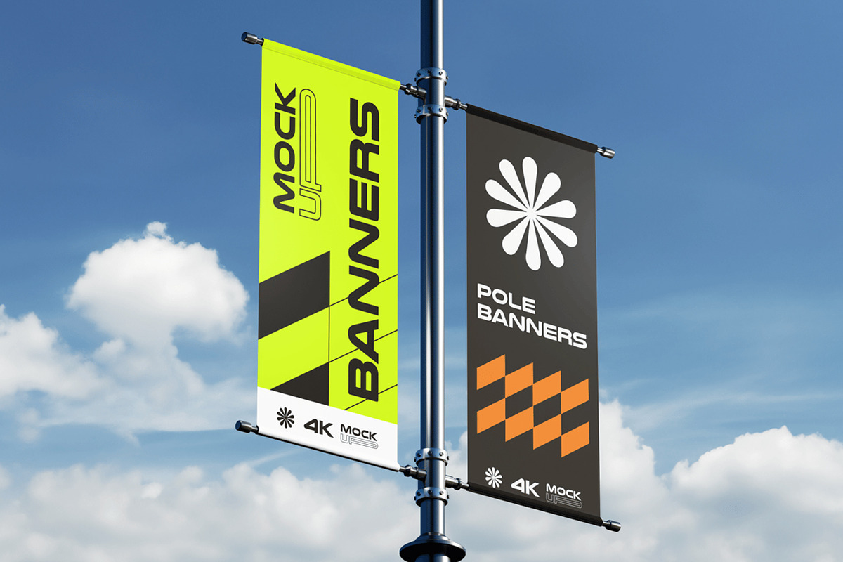 Pole Banner Mockup, an Advertising Mockup by megostudi0 (Photo 4 of 4)