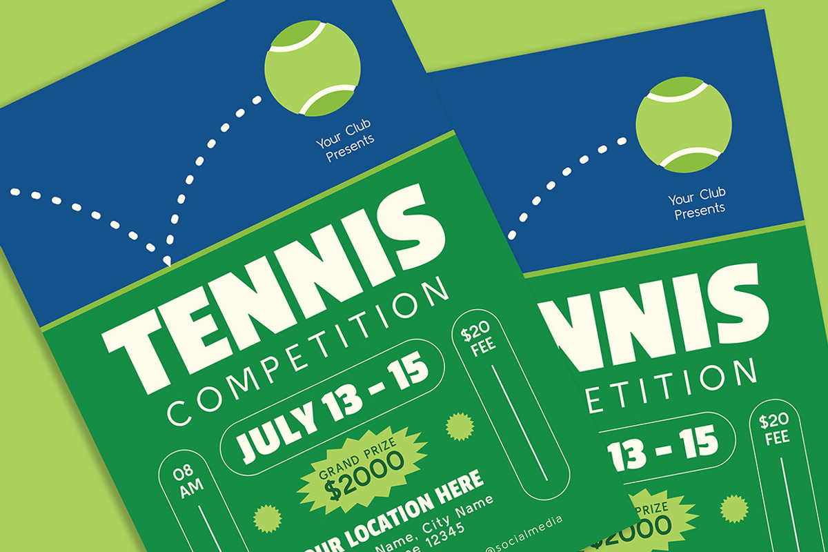 Modern Tennis Tournament Flyer, a Flyer Template by Gumico Studio. (Photo 2 of 3)