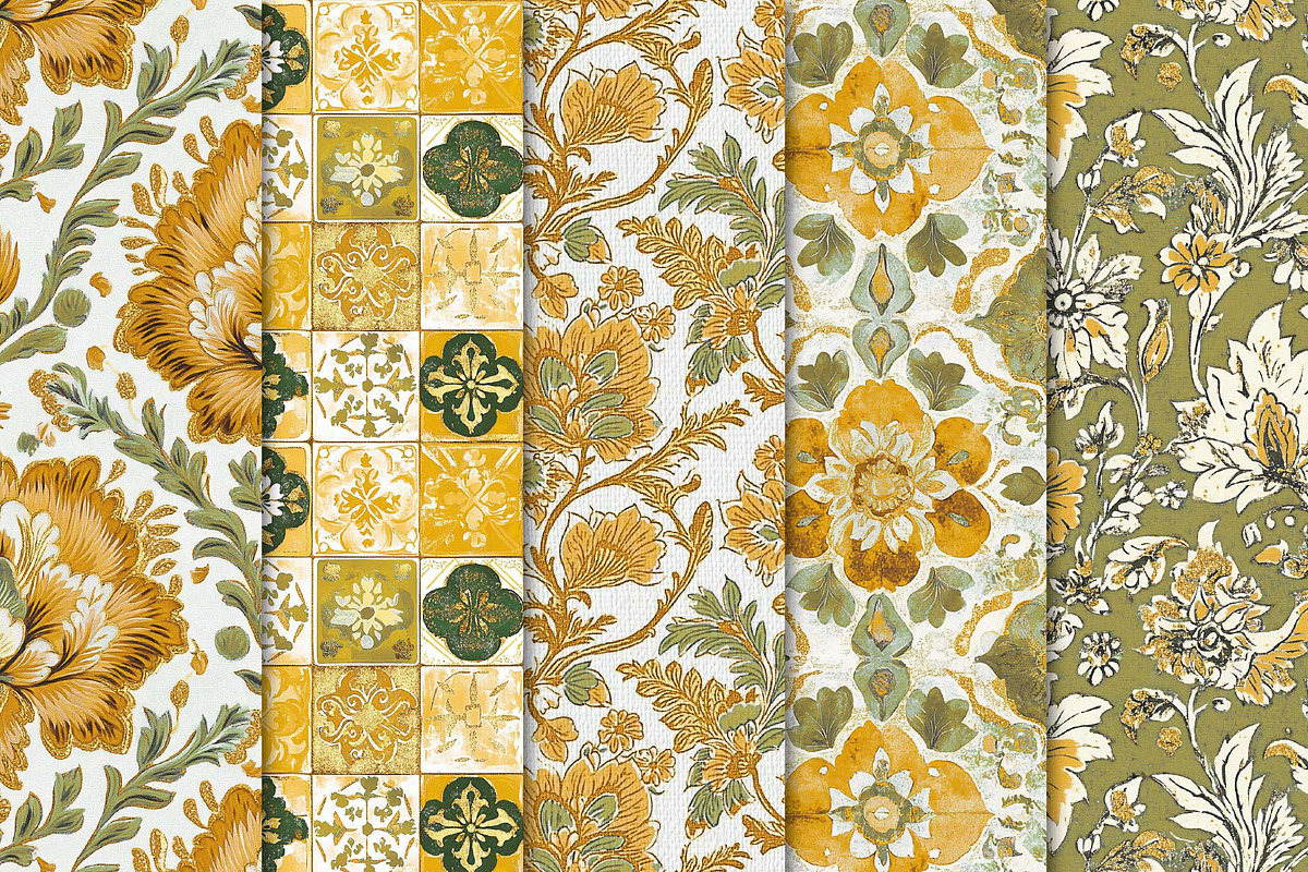 Block Print Digital Paper Set, a Pattern Graphic by Maishop (Photo 2 of 4)