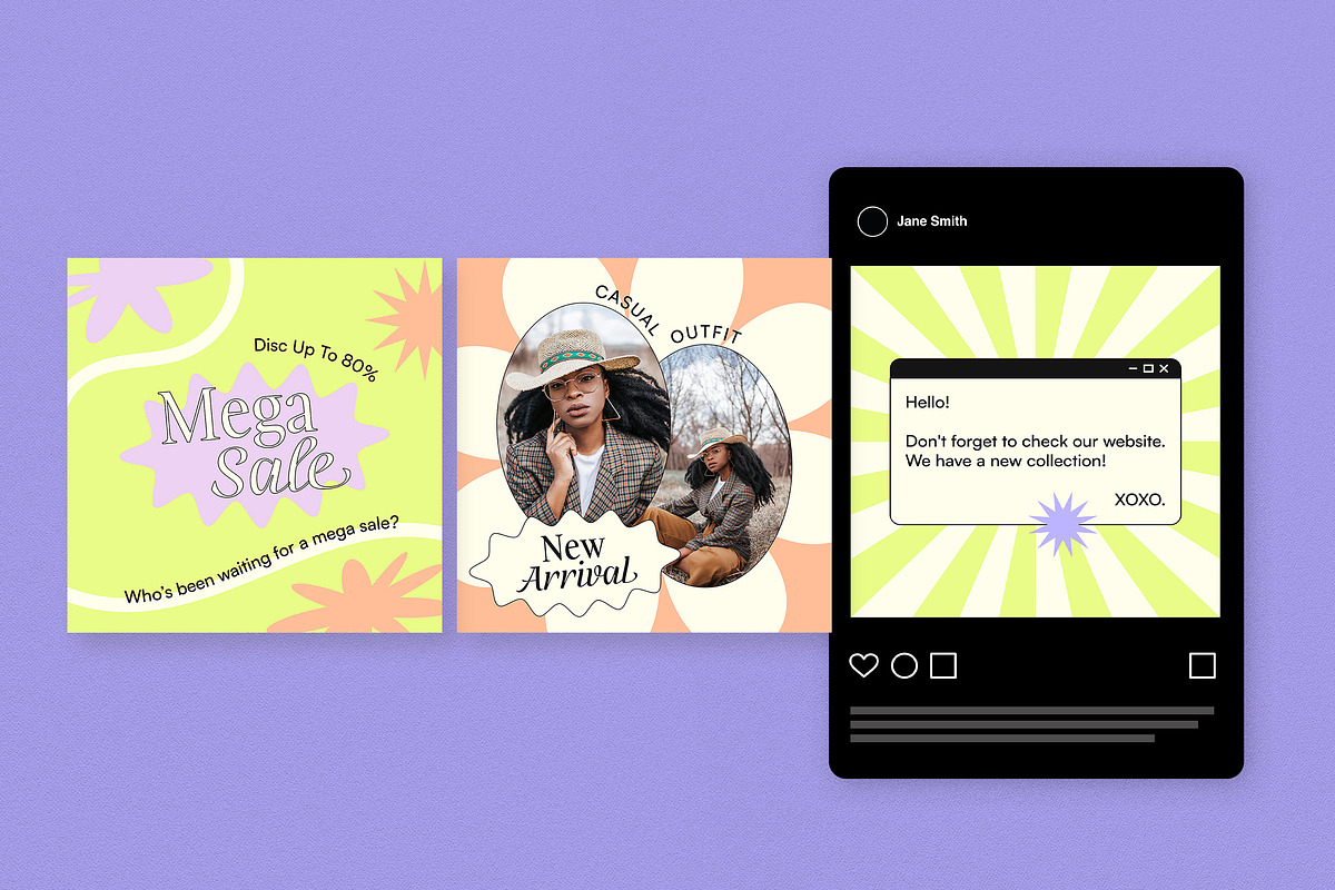 Y2K Fashion Sale Instagram Pack, a Social Media Template by graphicook (Photo 3 of 6)