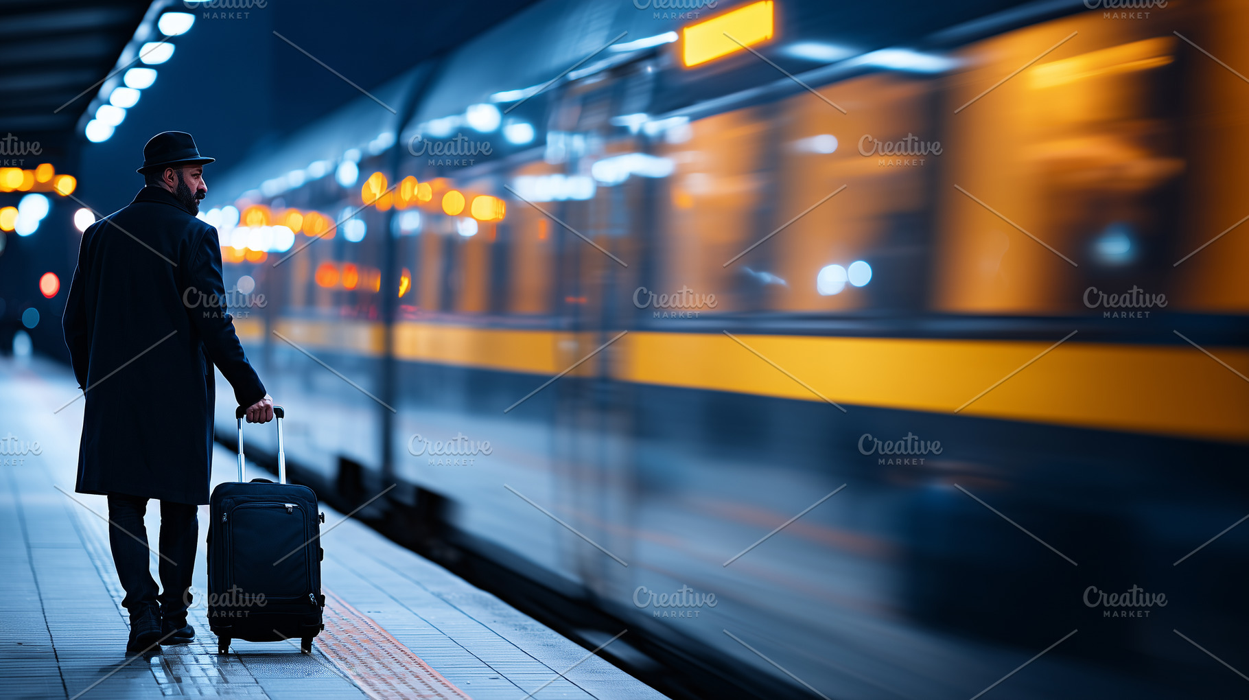 Man in black coat and hat standing, a Transportation Photo by MistyDay