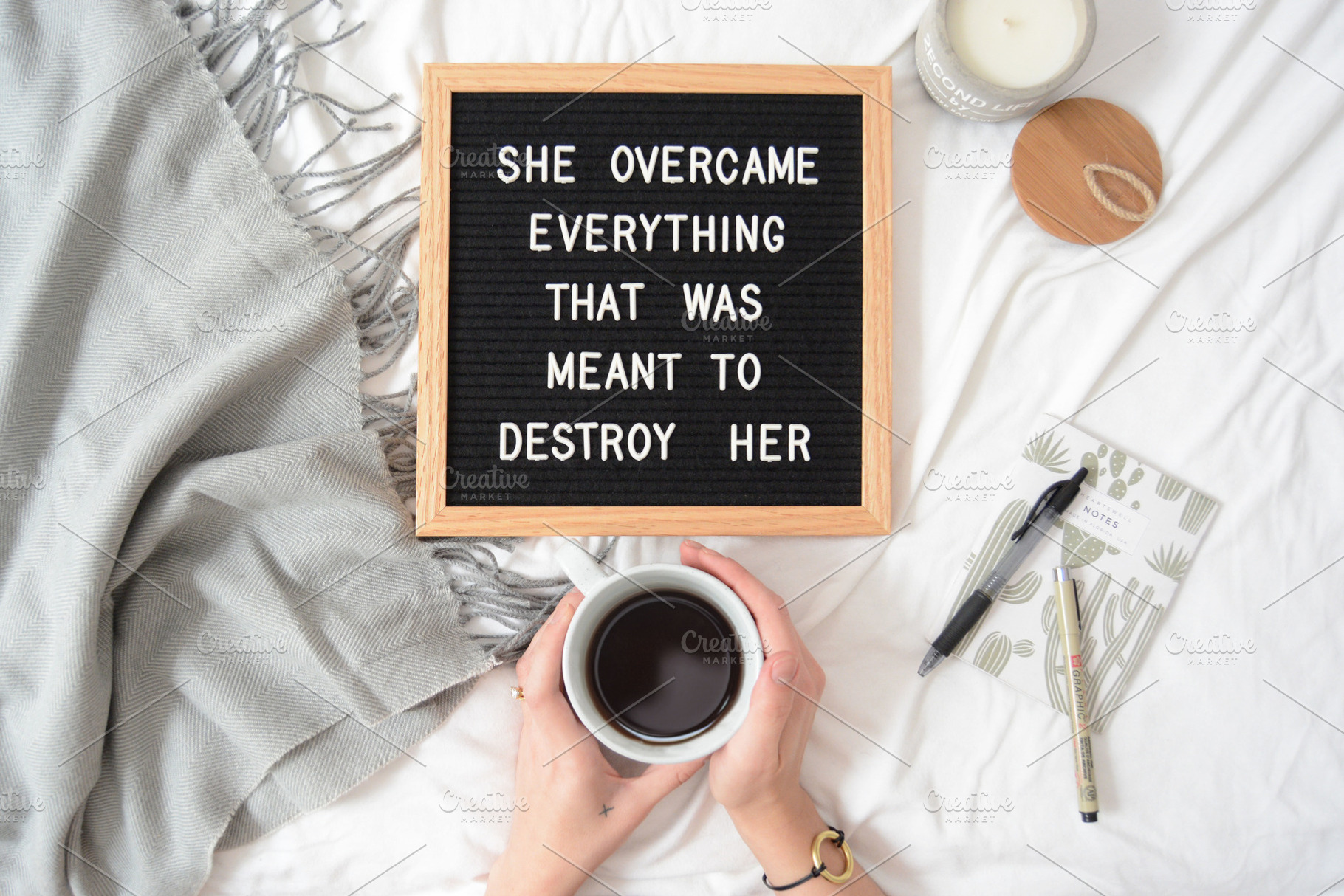 She Overcame Everything Letterboard, a Beauty & Fashion Photo by Stitch & Shutter Stock
