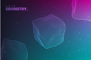 Abstract 3D wireframe background, an Illustration by Liudmyla Matviiets