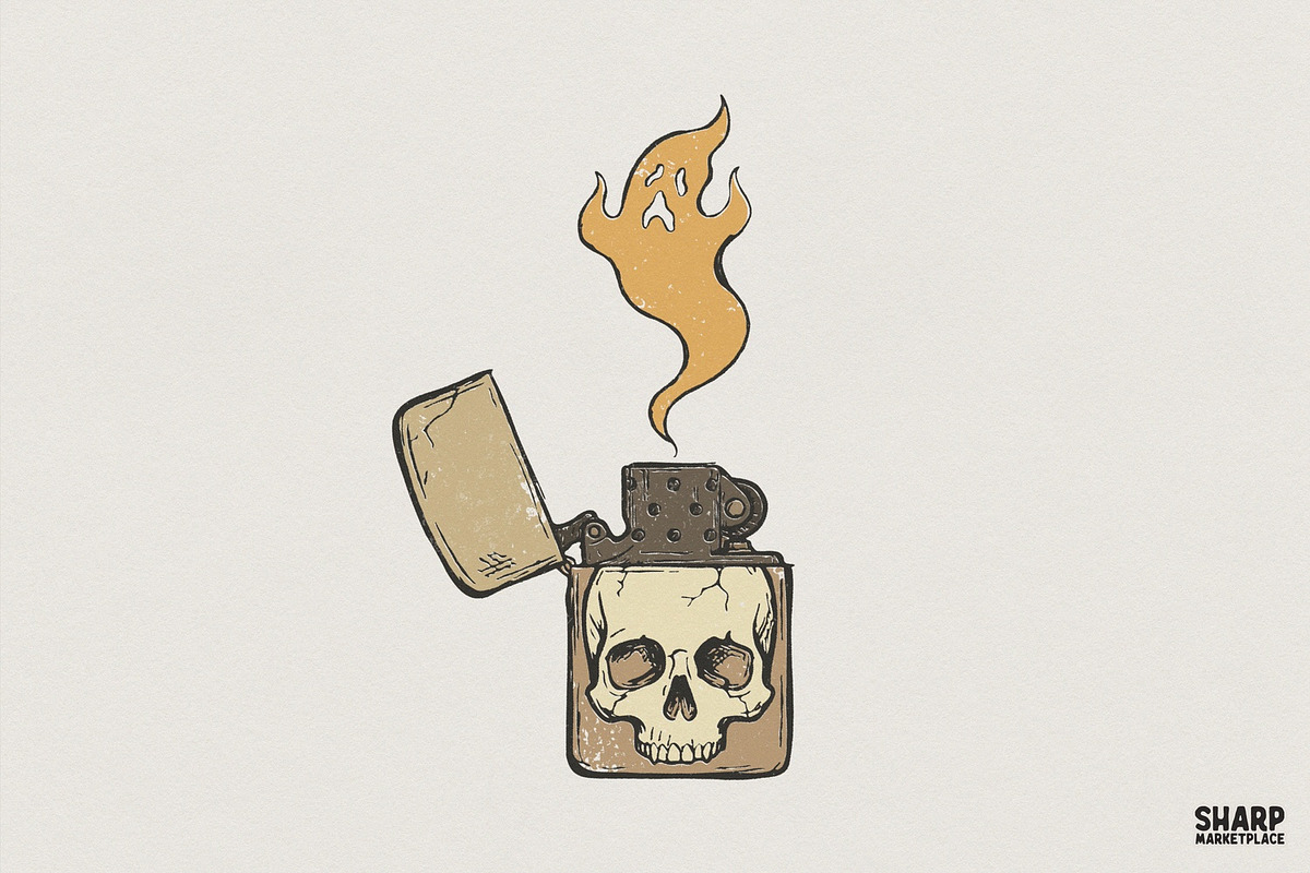 Skull Lighter PNG, Vintage Tattoo, an Illustration by SharpMarketplace (Photo 1 of 4)