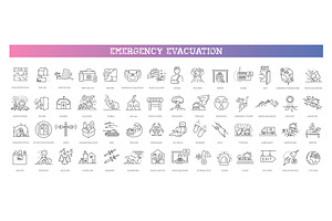 Emergency evacuation vector icons, an Outline Icon by Tettygreen