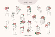 Line art floral woman & elements, a Person Illustration by Katerina.Sea.Design (Thumbnail 3 of 10)