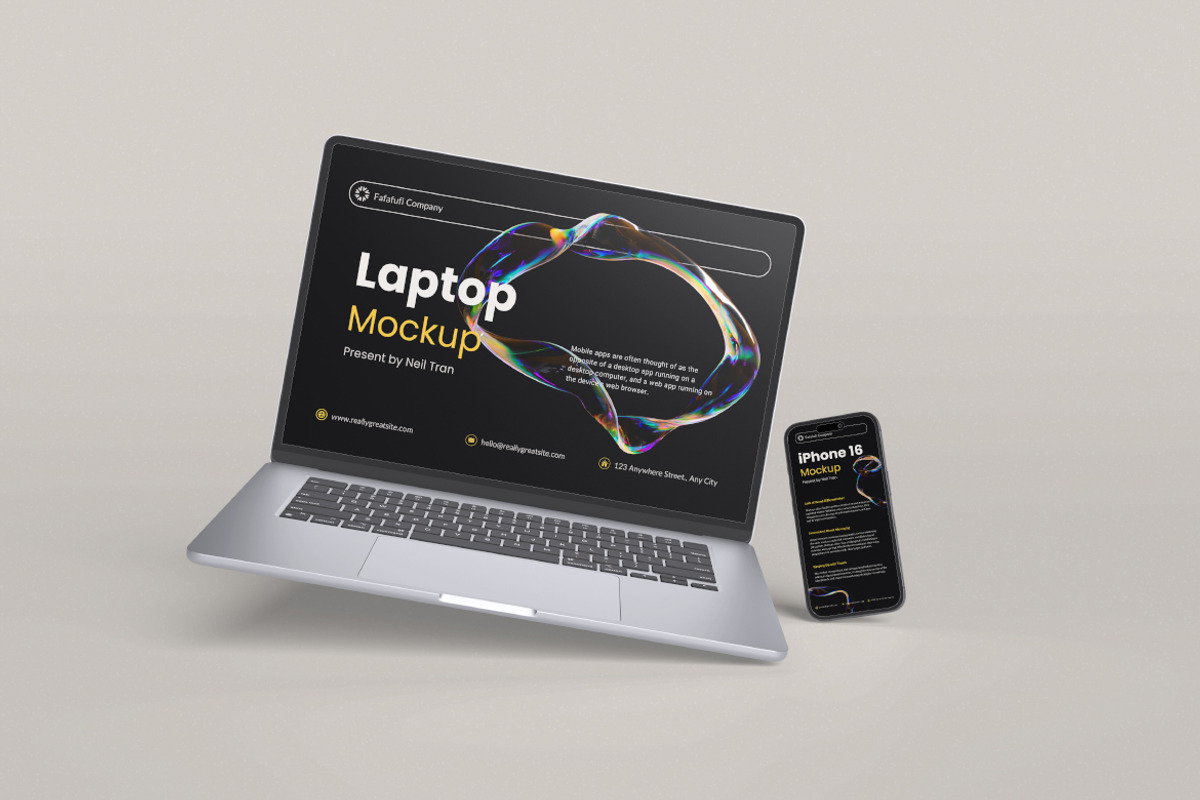 Laptop and Iphone Mockup, a Wearable Device Mockup by Twins_studio926 (Photo 3 of 5)