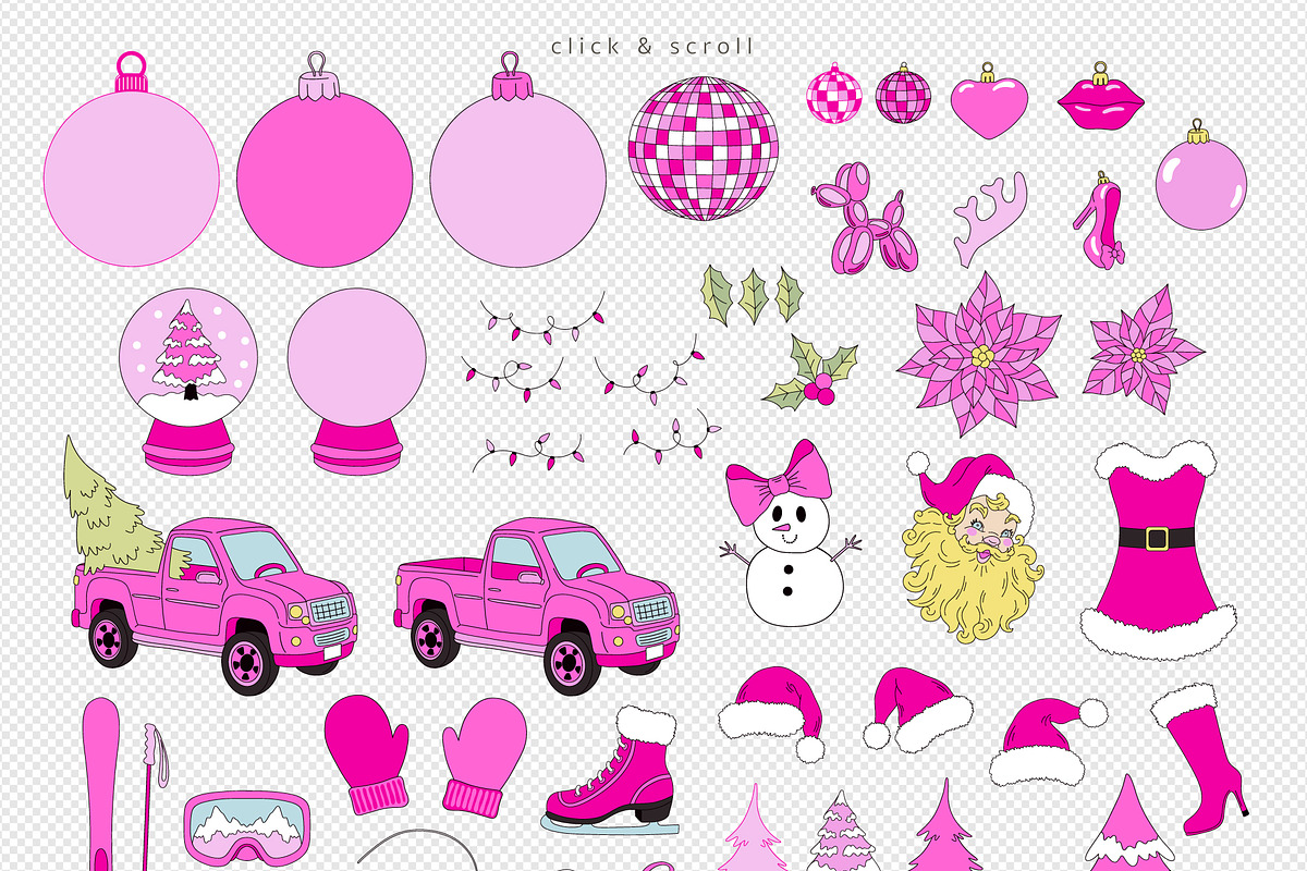 Barbie Pink Christmas clipart set, an Object Graphic by @olga.angelloz (Photo 2 of 2)