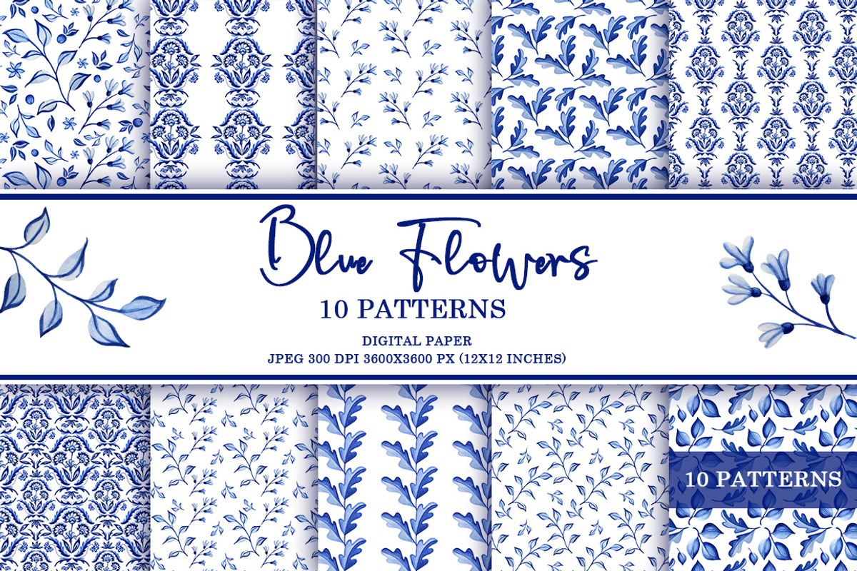 Blue flowers design. Blue pattern, a Decorative Illustration by Alla Art Poster (Photo 7 of 8)