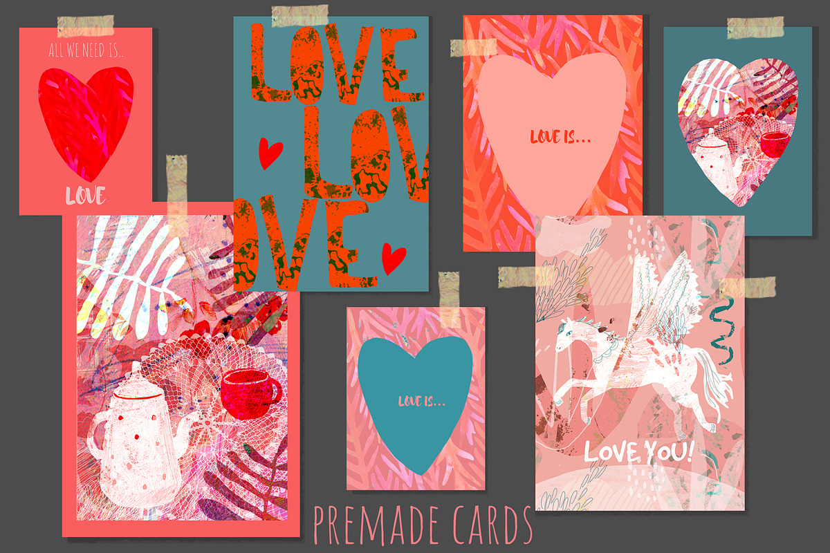Valentine's day Patterns and Cards, an Animal Illustration by watercolor kamill (Photo 4 of 8)