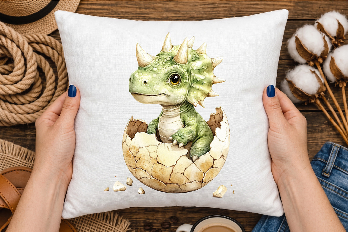 Watercolor Dinosaur Clipart, a Seasonal Illustration by designcity5 (Photo 4 of 5)