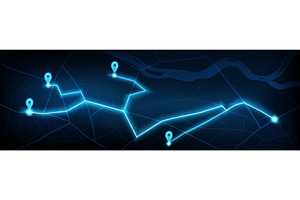 Futuristic GPS network with neon map, a Technology Illustration by art PVP - market