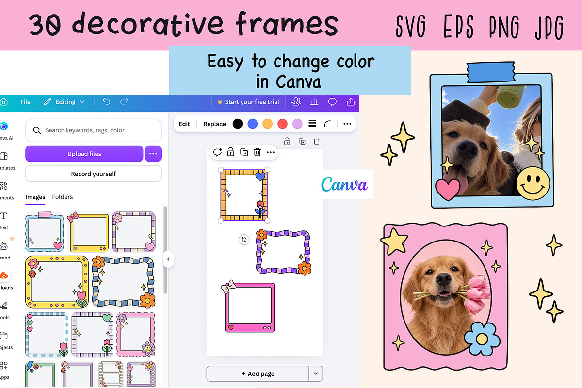 Whimsical Frames Vector Clipart, an Object Illustration by NataKa (Photo 3 of 4)