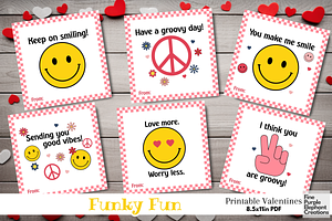 Retro Smiley Face Valentine Cards