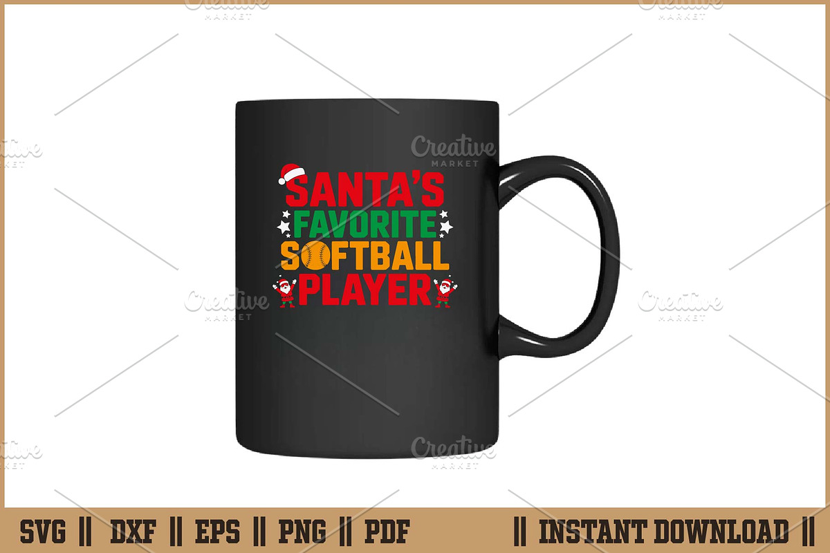 Santa's Favorite Softball Player SVG, a Seasonal Illustration by Handy Arts Studio (Photo 3 of 3)