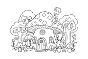 Whimsical Mushroom House Line Art bu, an Illustration by Designs_River (Thumbnail 45 of 51)