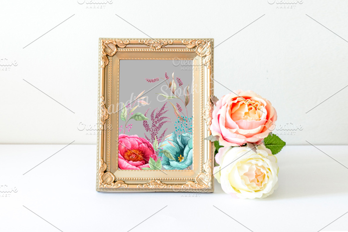 Gold frame mockup-Smart object, a Print Template by Papaya Craft (Photo 2 of 2)