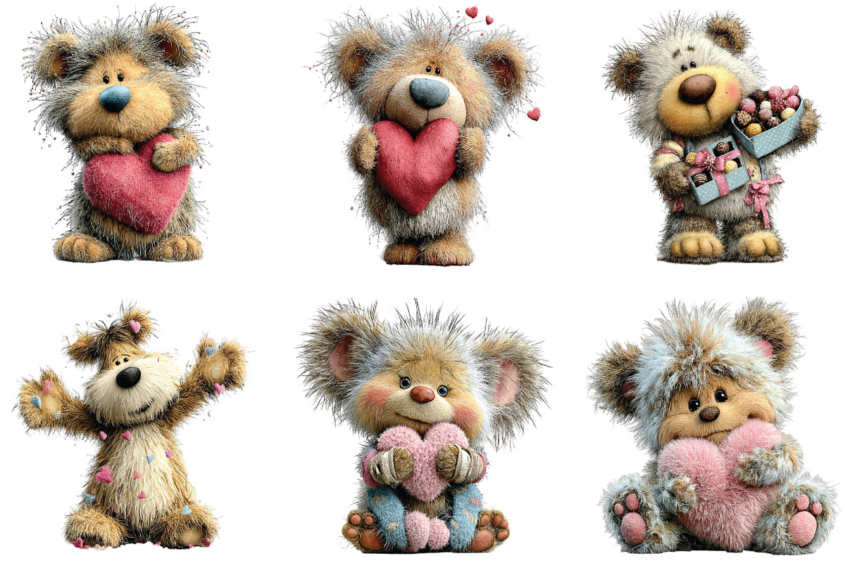 Whimsical Valentine Teddy Bear PNG, an Illustration by CraftArtStudio (Photo 2 of 6)