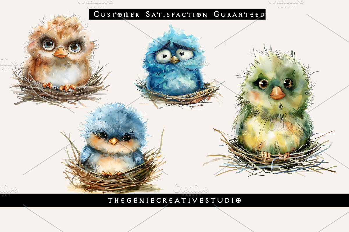 Grumpy Bird in Nest PNG Clipart, an Animal Illustration by Geniecreativestudio (Photo 4 of 9)