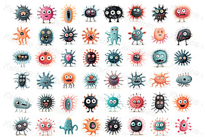 Cartoon Germs Viruses Monsters PNG, a Healthcare Illustration by Bubert Art