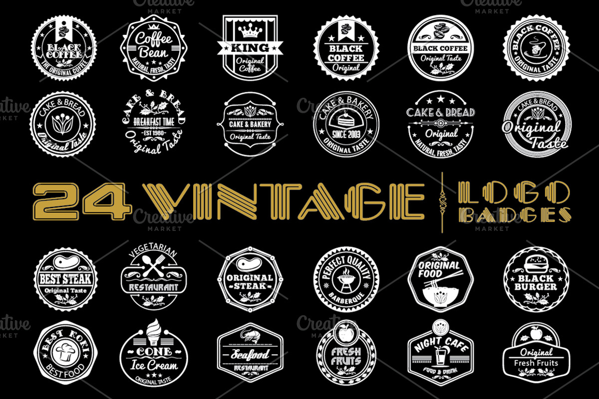 24 Vintage Logo Badges, a Branding & Logo Template by on3stepThemes