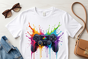 Rainbow Splash Game Controller, a Shirt Mockup by Vector Stall (Thumbnail 2 of 15)