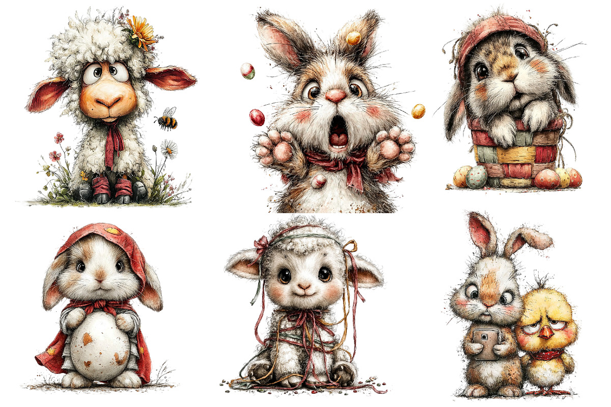 Funny Easter Lamb Bunny Clipart, an Illustration by DreamArtGraphic (Photo 5 of 5)