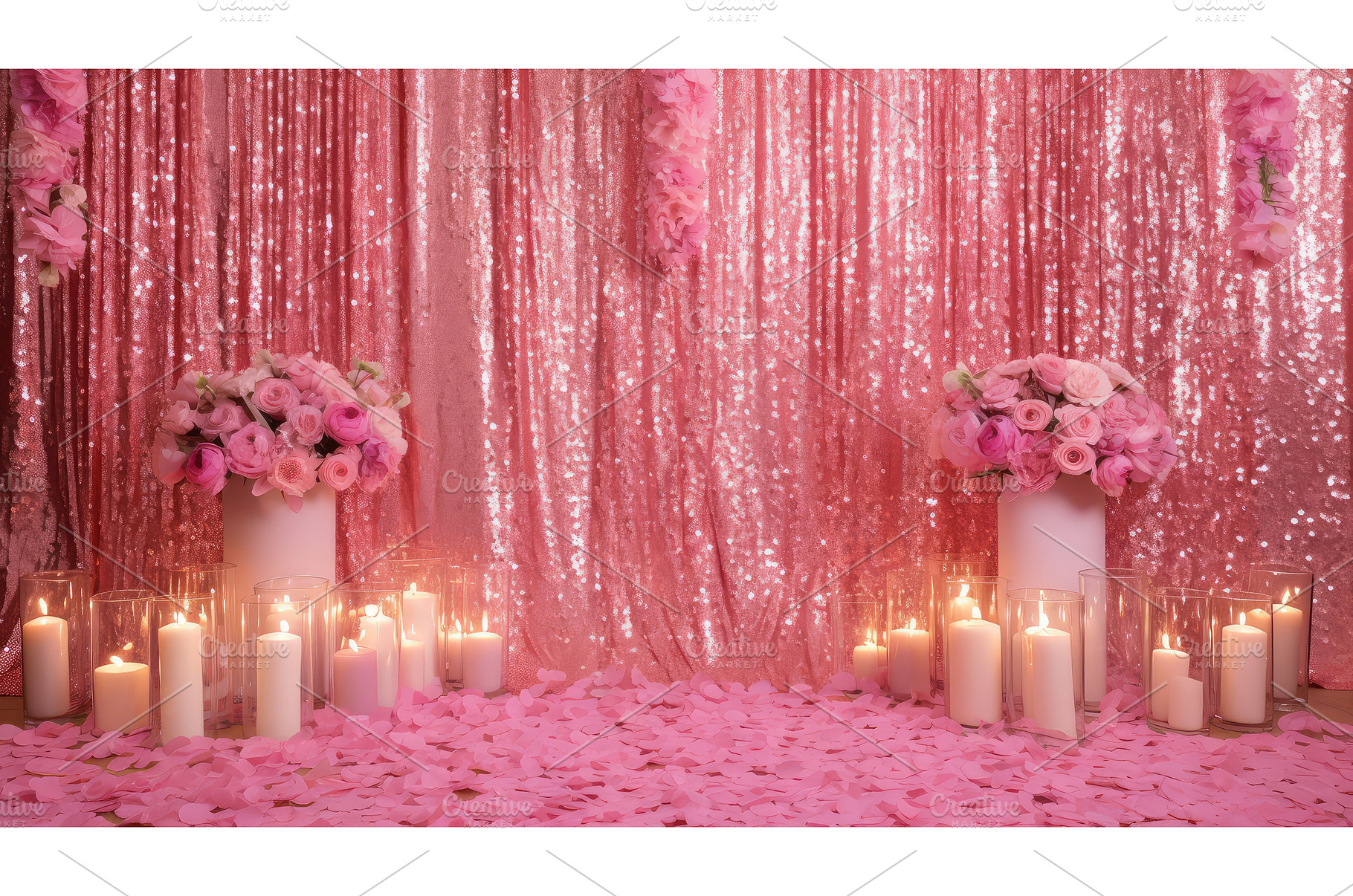 shine pink sequins ai generated, a Background Photo by pikepicture