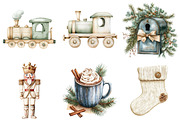 Watercolor Neutral Christmas Clipart, a Seasonal Illustration by CitraGraphics (Thumbnail 5 of 6)